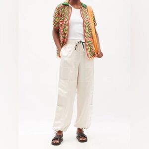 NWOT Wales Bonner Spirit Drawstring Satin Straight Leg Cargo Pants sz 1 US XS/S